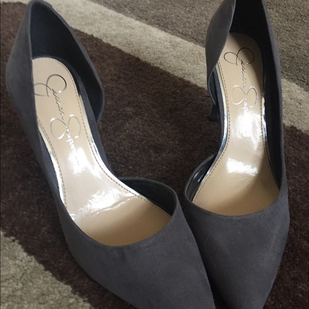 Jessica Simpson grey heels.